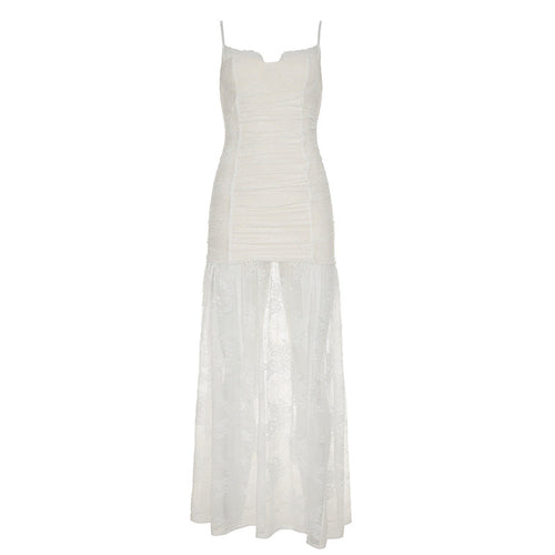 Sheer Lace Split Sling Dress