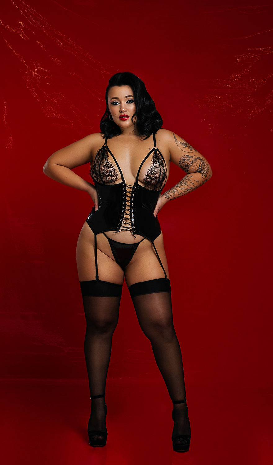 Vinyl Latex Corset Lingerie Set